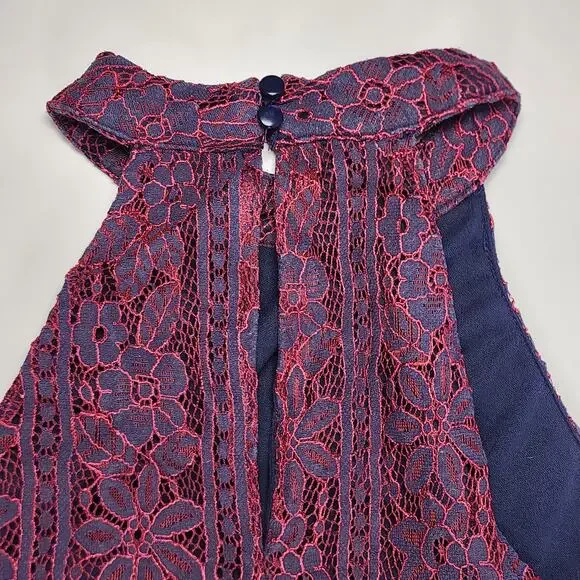 Alya Lace Halter Blouse Small Purple Pink Floral Sleeveless Top - Picture 9 of 9